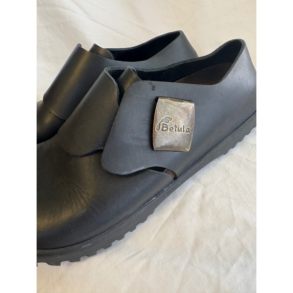 Betula by Birkenstock Mens 41 Black Leather Clogs Professional Slip On Shoes - Picture 2 of 7